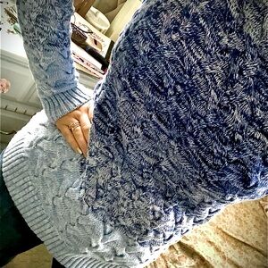 Lands' End Women's Blue Cable Knit Sweater